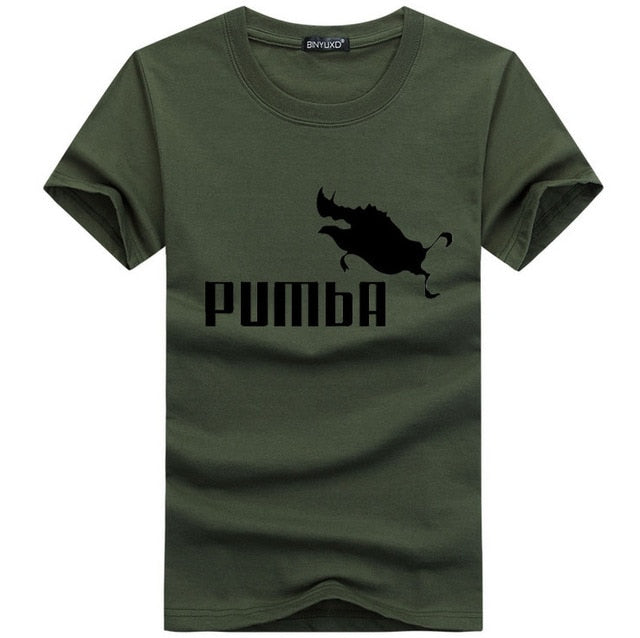 BINYU 2018 funny tee cute t shirts homme Pumba men short sleeves cotton