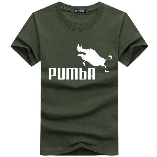 BINYU 2018 funny tee cute t shirts homme Pumba men short sleeves cotton