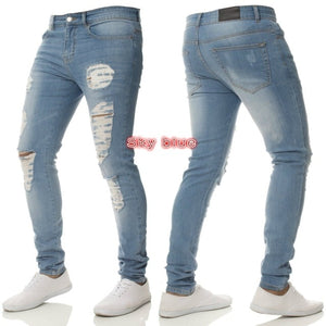 Cotton Jean Men's Pants Vintage Hole Cool Trousers for Guys 2019 Summer Europe America Style Plus