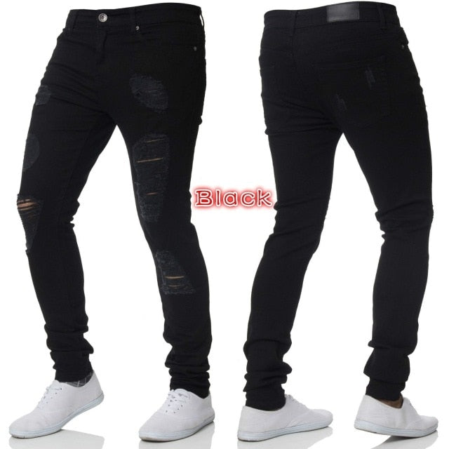 Cotton Jean Men's Pants Vintage Hole Cool Trousers for Guys 2019 Summer Europe America Style Plus