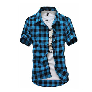 Red And Black Plaid Shirt Men Shirts 2019 New Summer Fashion Chemise