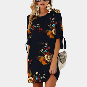 2019 Women Summer Dress Boho Style Floral Print Chiffon Beach Dress Tunic Sundress Loose Mini Party Dress Vestidos