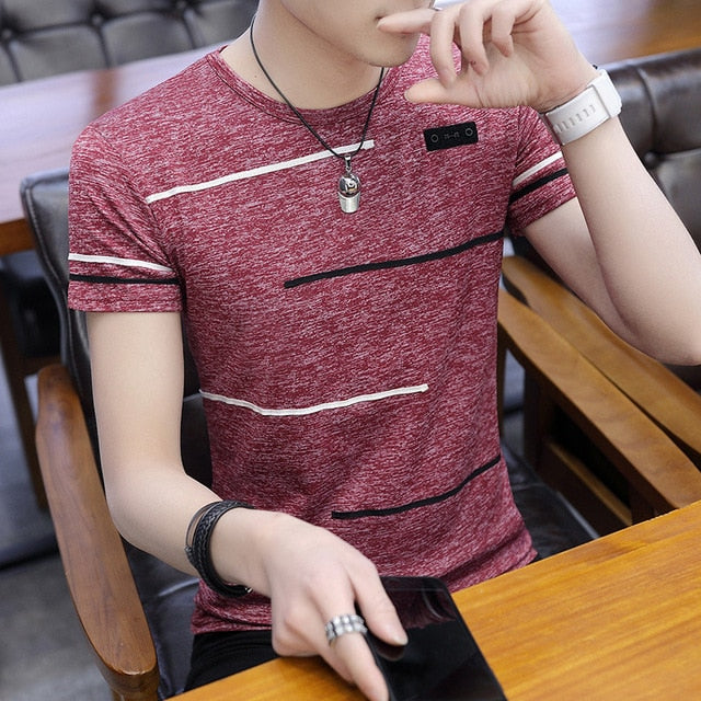 Korean Short Sleeve T Shirt Men O Neck Polyester Mens T Shirt Summer Cool Tee
