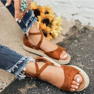 LAAMEI 2019 New Women Sandals Fashion Peep Toe  Design Roman Sandals